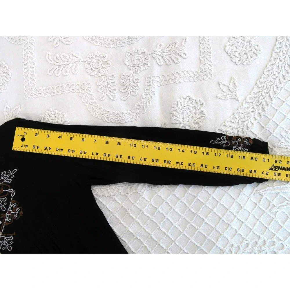 Modap Nhan Vintage Black Embroidered Rayon Maxi Dress 40 XS Whimsigoth Modest - Picture 8 of 8